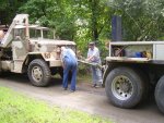 Joe and his dad, Paul getting the cranetruck ready for tow Aug 4 2012 (8).jpg